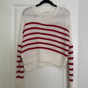 moon & madison women’s white & red striped long sleeve sweater size small 4 6
